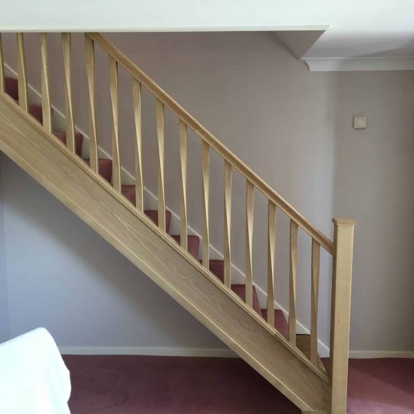 Staircase Refurbishment Southampton 14 scaled Oak spindle balustrade fitted to a straight staircase